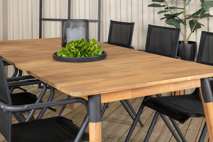 Julian & Alina Spisebord 210x100 + Spisestole Sort