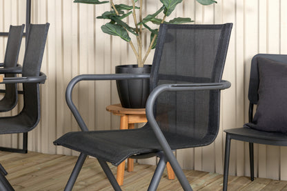 Julian & Alina Spisebord 210x100 + Spisestole Sort