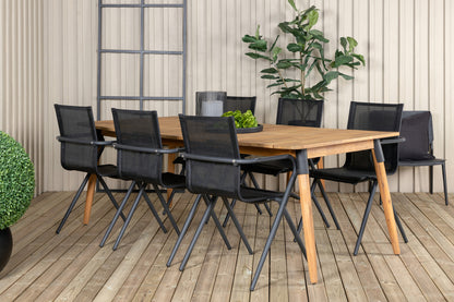 Julian & Alina Spisebord 210x100 + Spisestole Sort