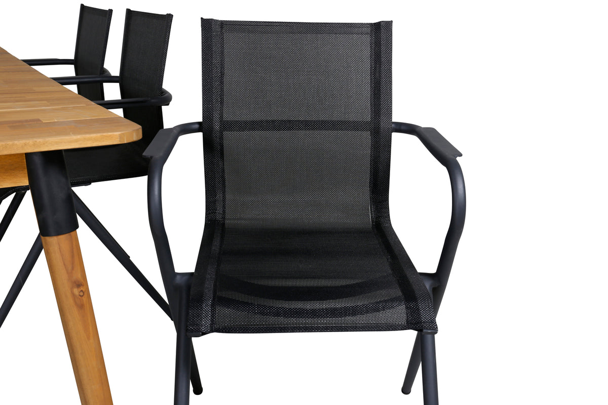 Julian & Alina Spisebord 210x100 + Spisestole Sort