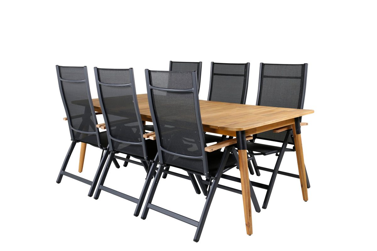 Julian & Panama Spisebord 210x100 + Positionsstole Sort