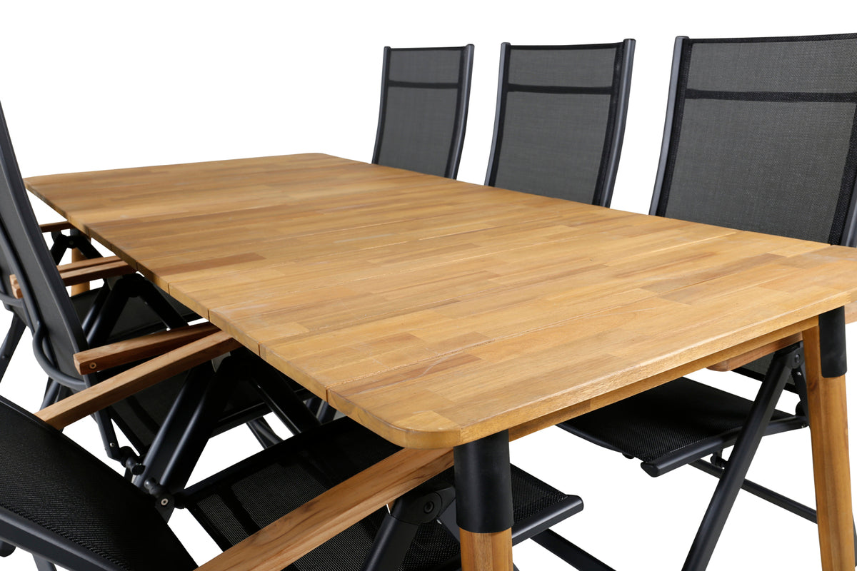 Julian & Panama Spisebord 210x100 + Positionsstole Sort