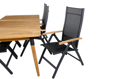 Julian & Panama Spisebord 210x100 + Positionsstole Sort