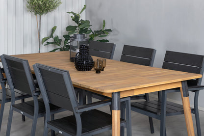 Julian & Levels Spisebord 210x100 + Spisestole Sort