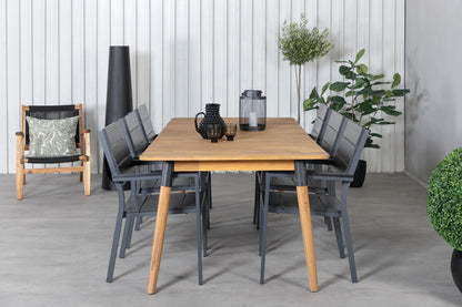 Julian & Levels Spisebord 210x100 + Spisestole Sort