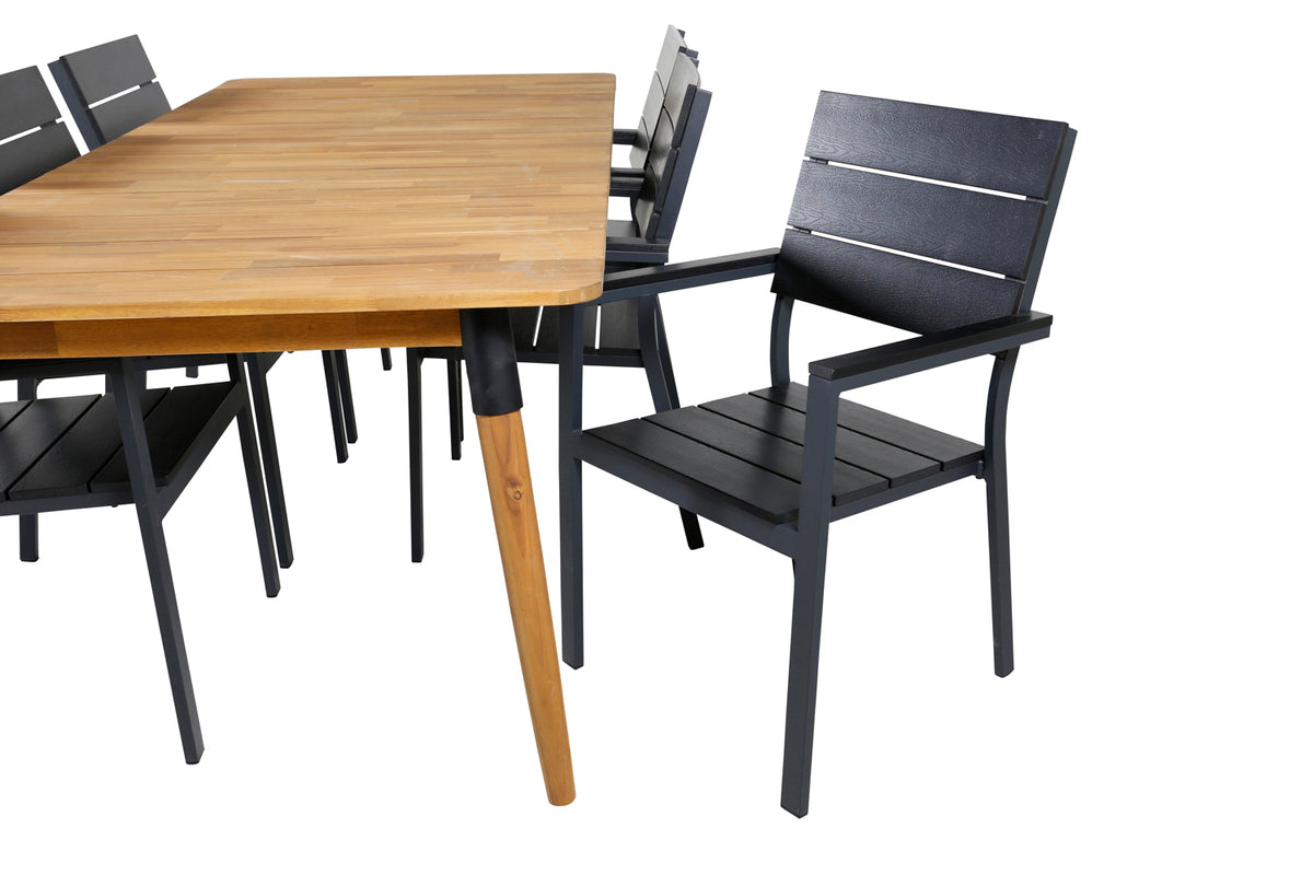 Julian & Levels Spisebord 210x100 + Spisestole Sort