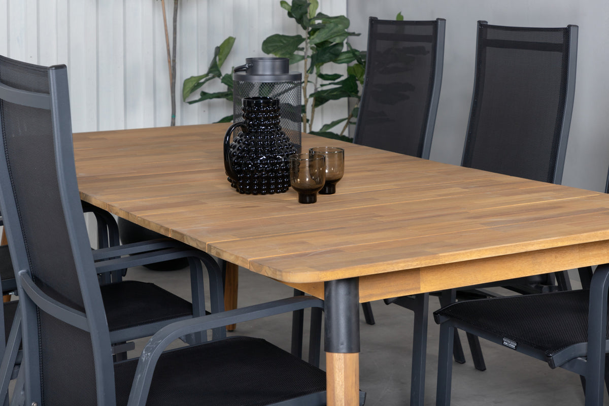 Julian & Copacabana Spisebord 210x100 + Reclinerstole Sort