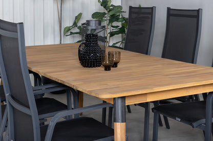 Julian & Copacabana Spisebord 210x100 + Reclinerstole Sort