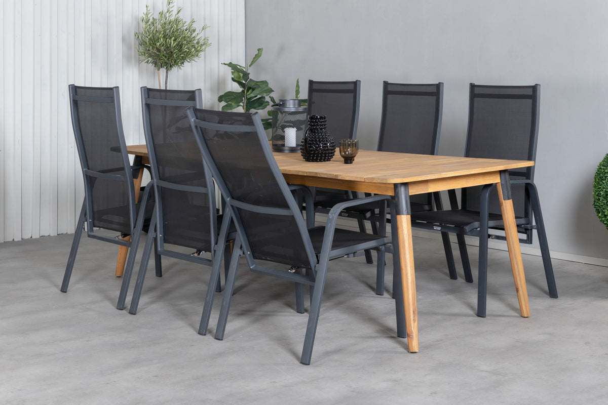 Julian & Copacabana Spisebord 210x100 + Reclinerstole Sort