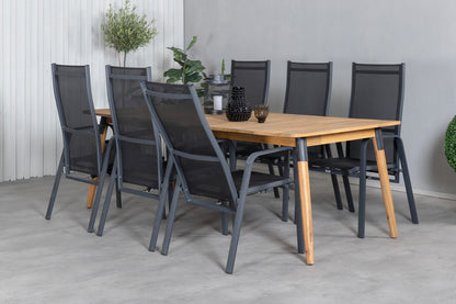 Julian & Copacabana Spisebord 210x100 + Reclinerstole Sort