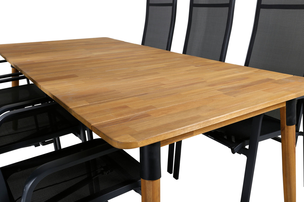 Julian & Copacabana Spisebord 210x100 + Reclinerstole Sort