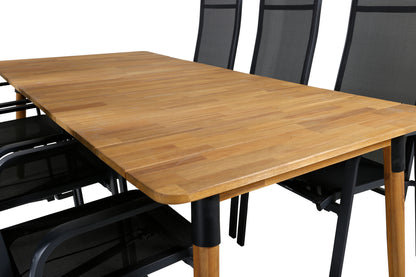 Julian & Copacabana Spisebord 210x100 + Reclinerstole Sort