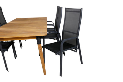 Julian & Copacabana Spisebord 210x100 + Reclinerstole Sort