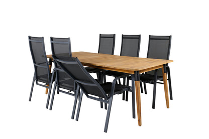 Julian & Copacabana Spisebord 210x100 + Reclinerstole Sort