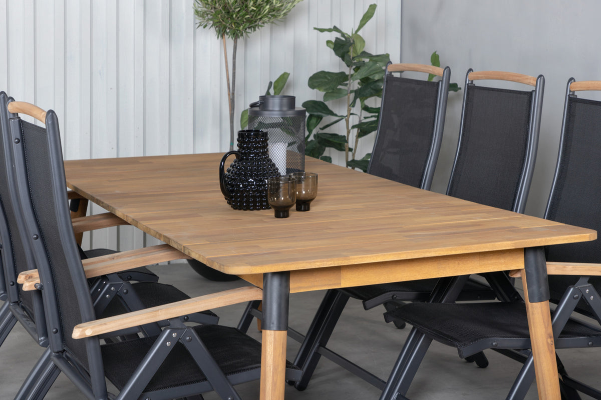 Julian & Panama Spisebord 210x100 + Positionsstole Sort