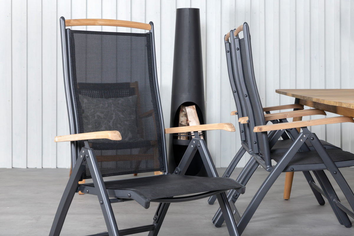 Julian & Panama Spisebord 210x100 + Positionsstole Sort