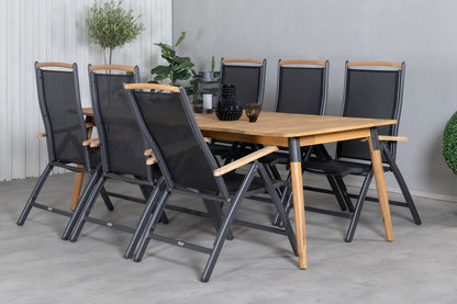 Julian & Panama Spisebord 210x100 + Positionsstole Sort