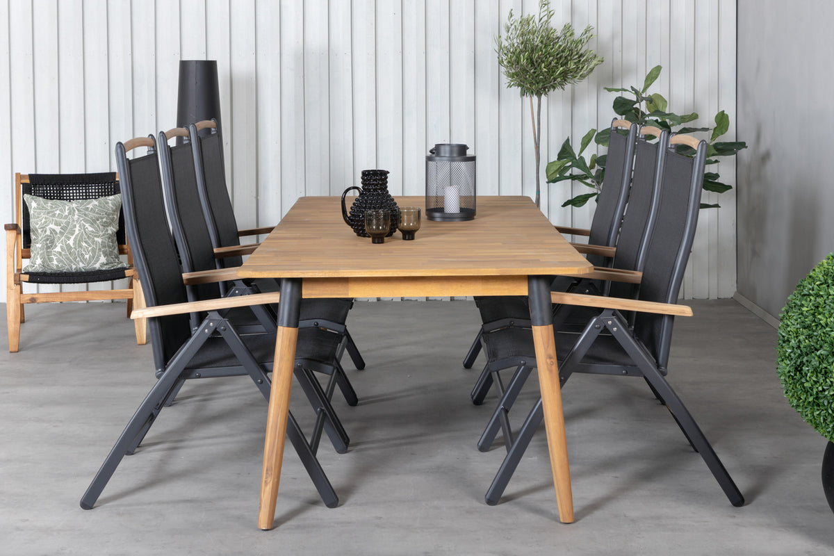 Julian & Panama Spisebord 210x100 + Positionsstole Sort