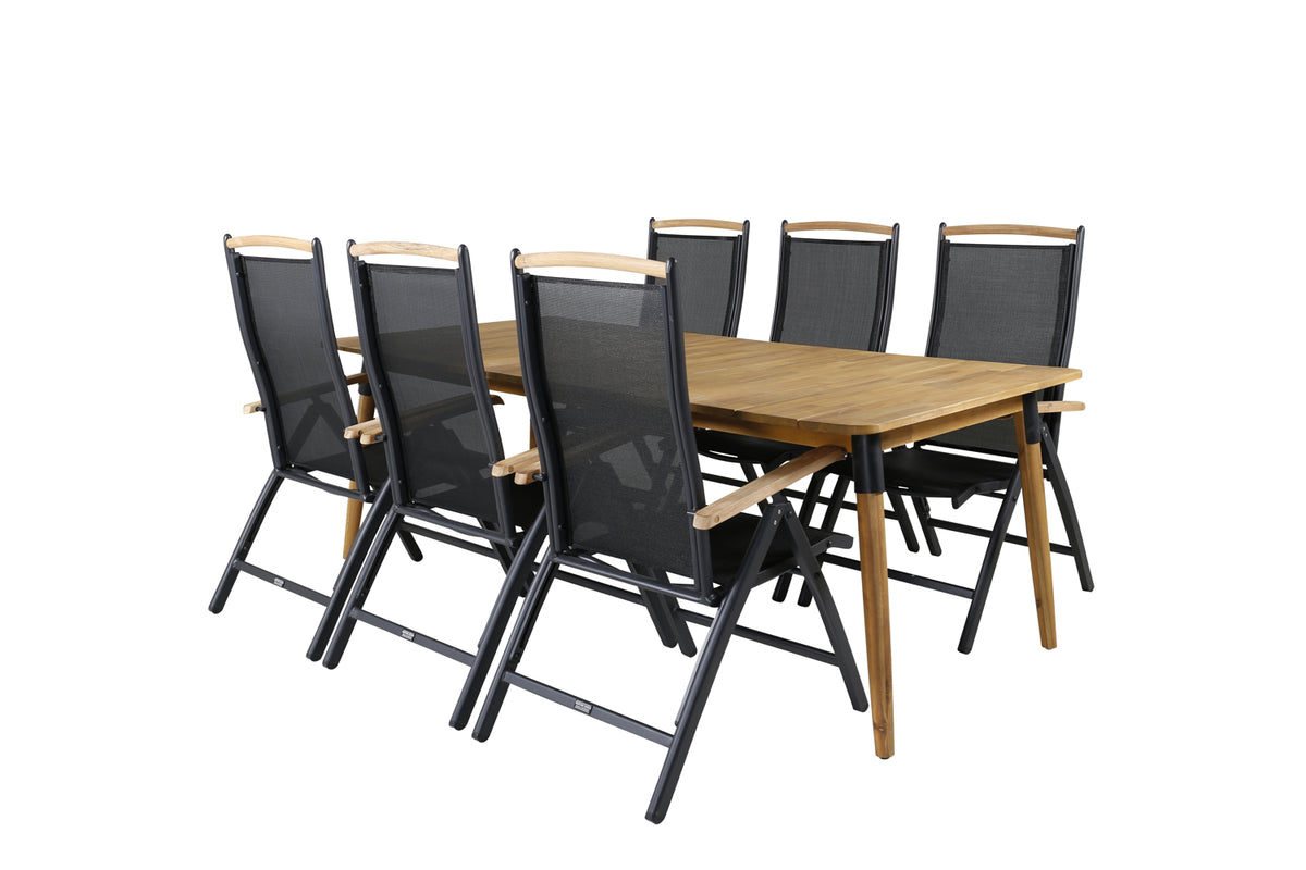 Julian & Panama Spisebord 210x100 + Positionsstole Sort