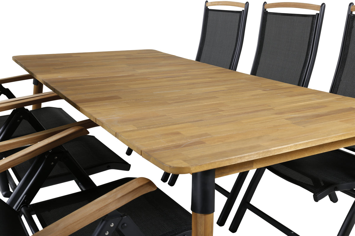 Julian & Panama Spisebord 210x100 + Positionsstole Sort