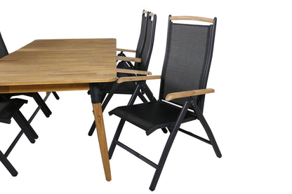 Julian & Panama Spisebord 210x100 + Positionsstole Sort