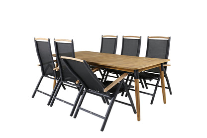 Julian & Panama Spisebord 210x100 + Positionsstole Sort