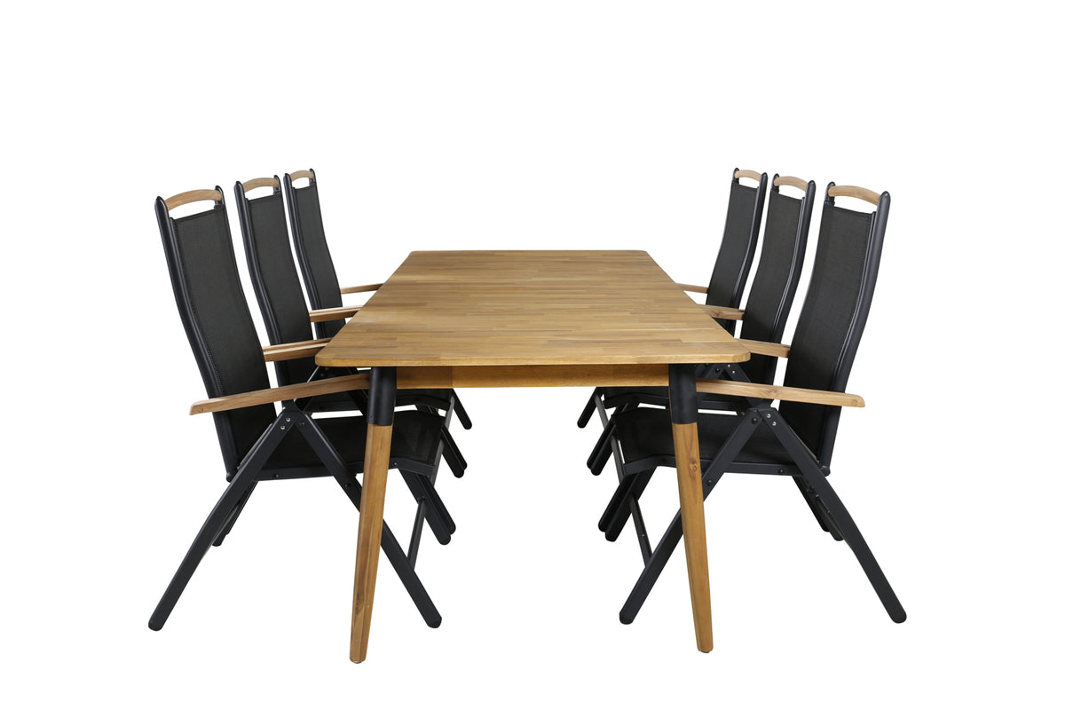 Julian & Panama Spisebord 210x100 + Positionsstole Sort