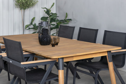 Julian & Mexico Rektangulære Spisebord 210x100 Natur + Spisestole Sort