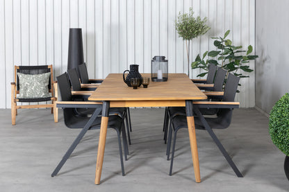 Julian & Mexico Rektangulære Spisebord 210x100 Natur + Spisestole Sort