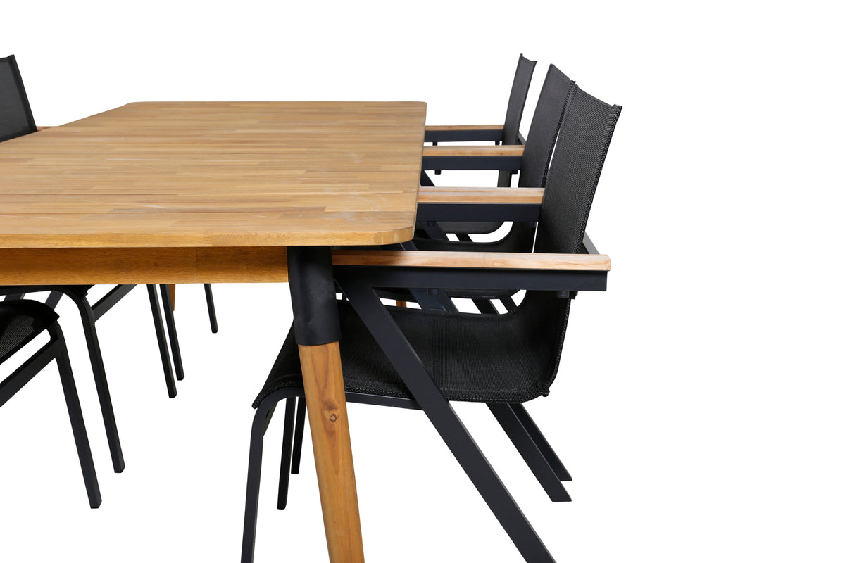 Julian & Mexico Rektangulære Spisebord 210x100 Natur + Spisestole Sort
