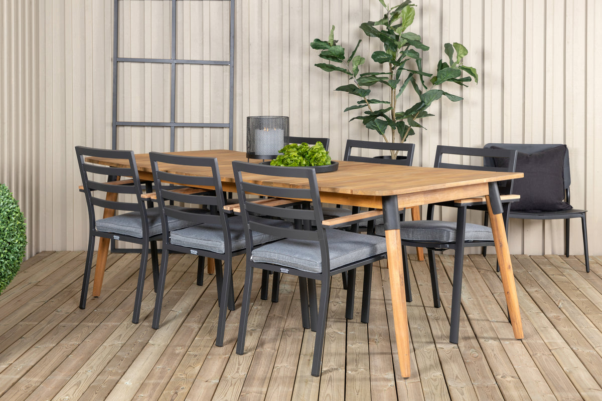 Julian & Brasilia Spisebord 210x100 + Spisestole Sort