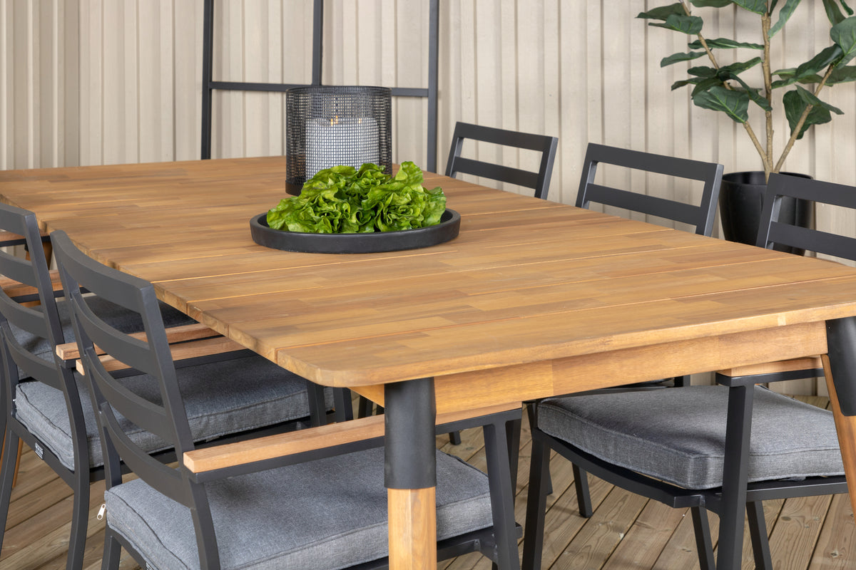 Julian & Brasilia Spisebord 210x100 + Spisestole Sort