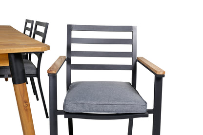 Julian & Brasilia Spisebord 210x100 + Spisestole Sort