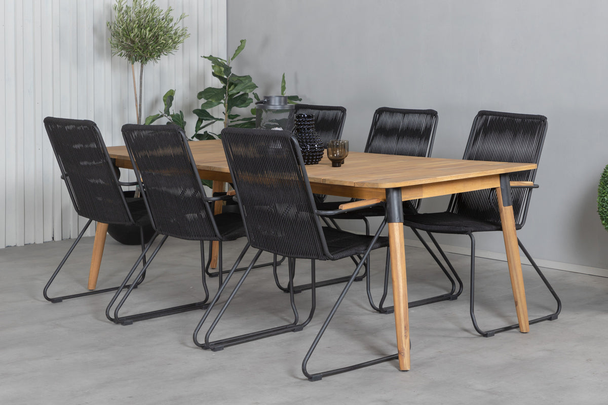 Julian & Bois Spisebord 210x100 + Spisestole Sort