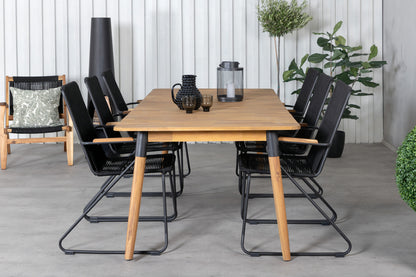 Julian & Bois Spisebord 210x100 + Spisestole Sort