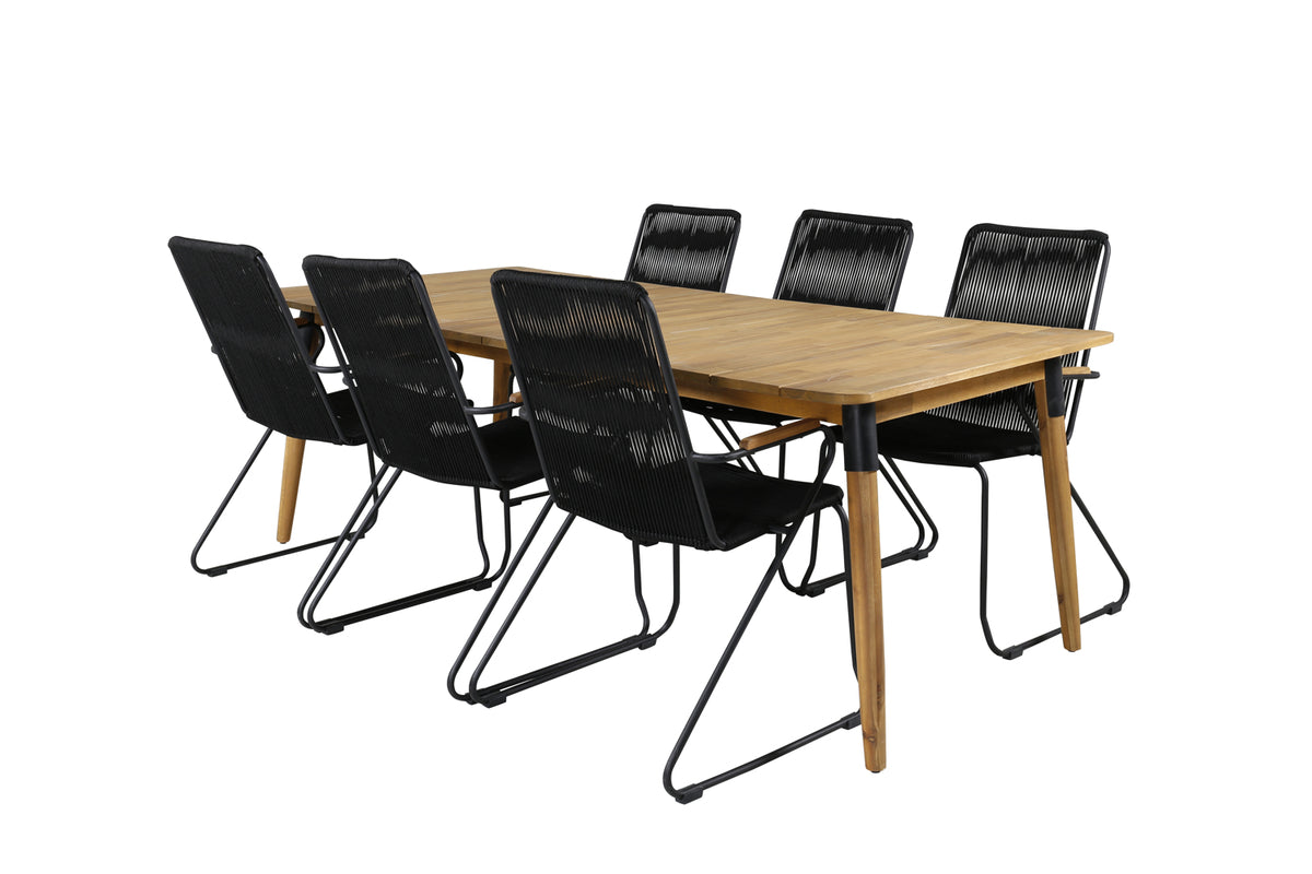 Julian & Bois Spisebord 210x100 + Spisestole Sort