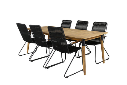 Julian & Bois Spisebord 210x100 + Spisestole Sort