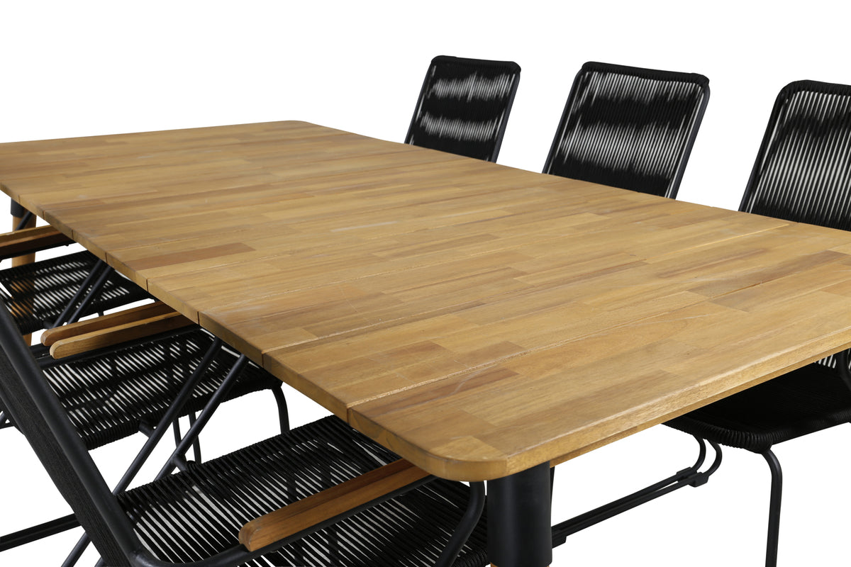 Julian & Bois Spisebord 210x100 + Spisestole Sort