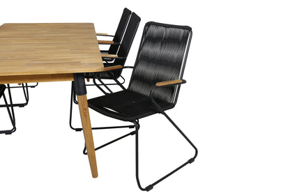 Julian & Bois Spisebord 210x100 + Spisestole Sort