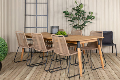 Julian & Lindos Spisebord 210x100 + Spisestole Brun