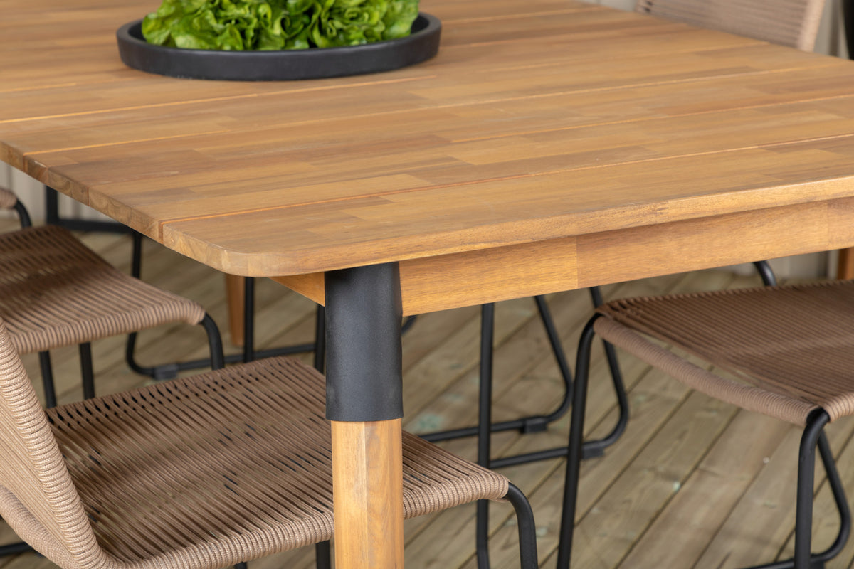 Julian & Lindos Spisebord 210x100 + Spisestole Brun