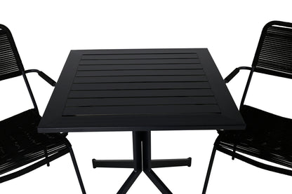 Way & Lindos Cafébord 70x70 + Spisestole Sort