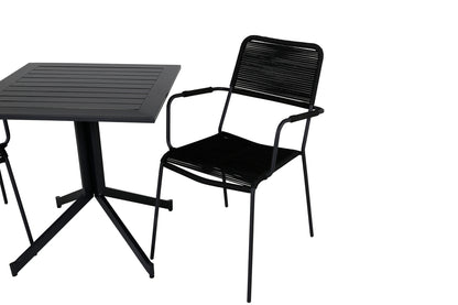 Way & Lindos Cafébord 70x70 + Spisestole Sort