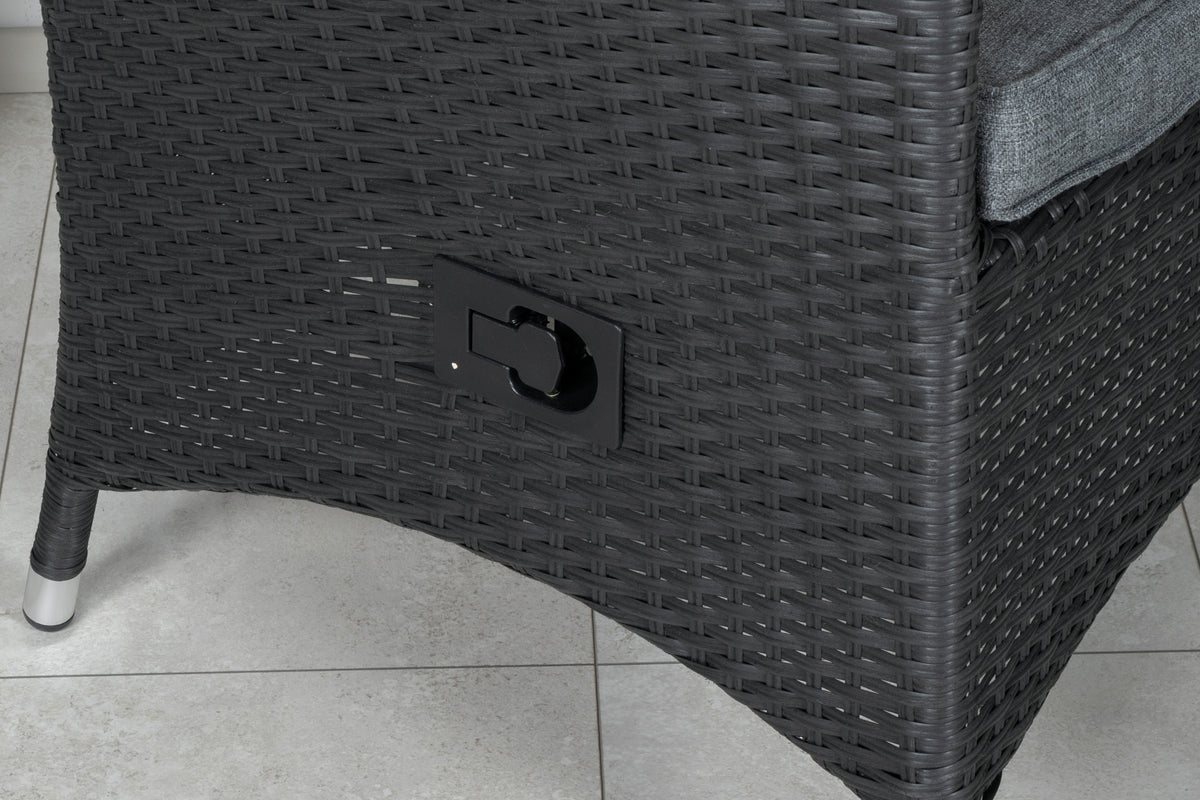 Way & Padova Cafébord 70x70x72 Sort + Reclinerstole Sort