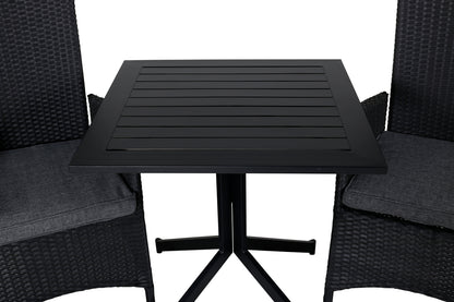 Way & Padova Cafébord 70x70x72 Sort + Reclinerstole Sort