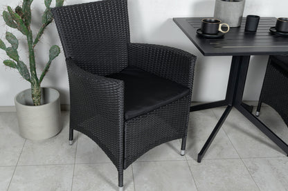 Way & Knick Cafébord 70x70x72 Sort + Spisestole Sort