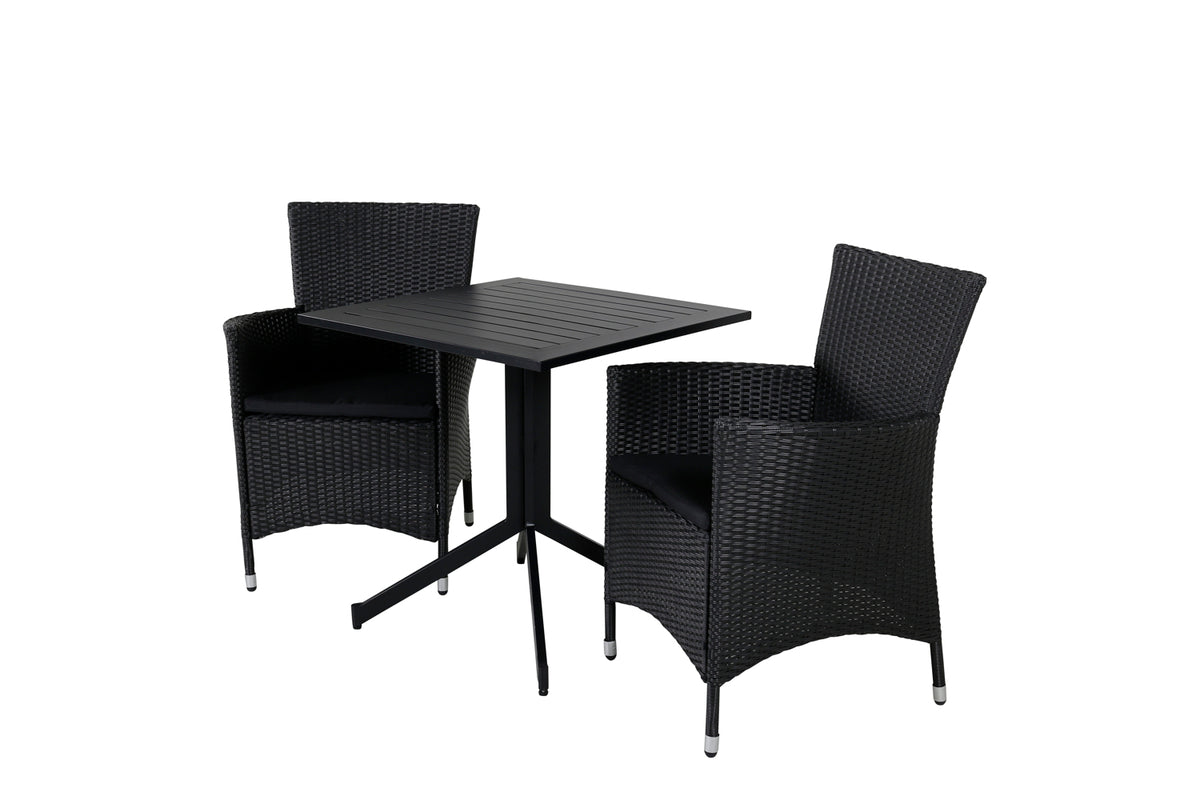 Way & Knick Cafébord 70x70x72 Sort + Spisestole Sort