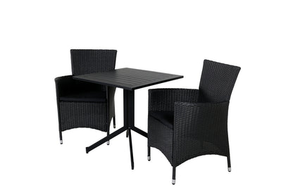 Way & Knick Cafébord 70x70x72 Sort + Spisestole Sort