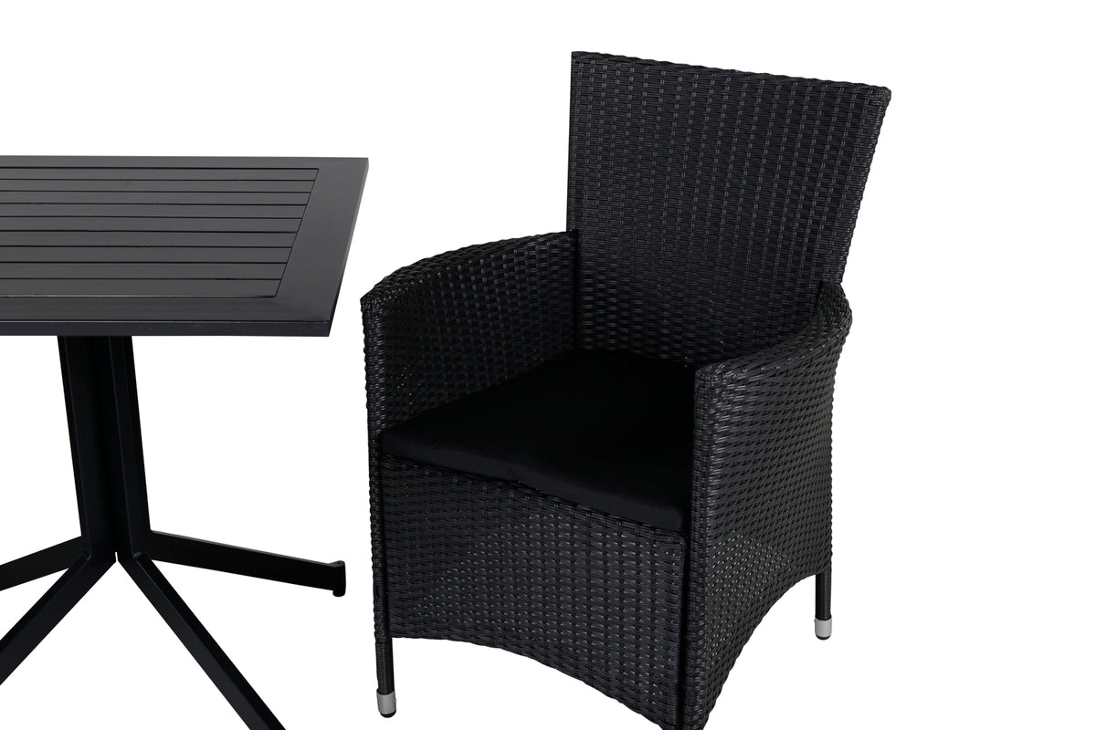 Way & Knick Cafébord 70x70x72 Sort + Spisestole Sort