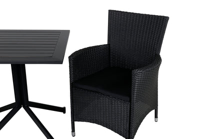 Way & Knick Cafébord 70x70x72 Sort + Spisestole Sort